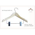 Children Woooden Clothes Hanger with Metal Clips